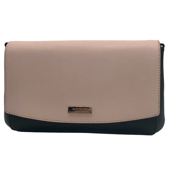 Kate Spade Laurel Way Black & Blush Pink Saffiano Leather Greer Shoulder Bag - Picture 1 of 11